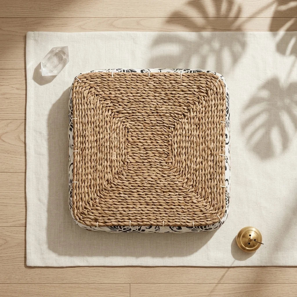 Woven Floor Ottoman Cushion For Relaxed Ritual Seating