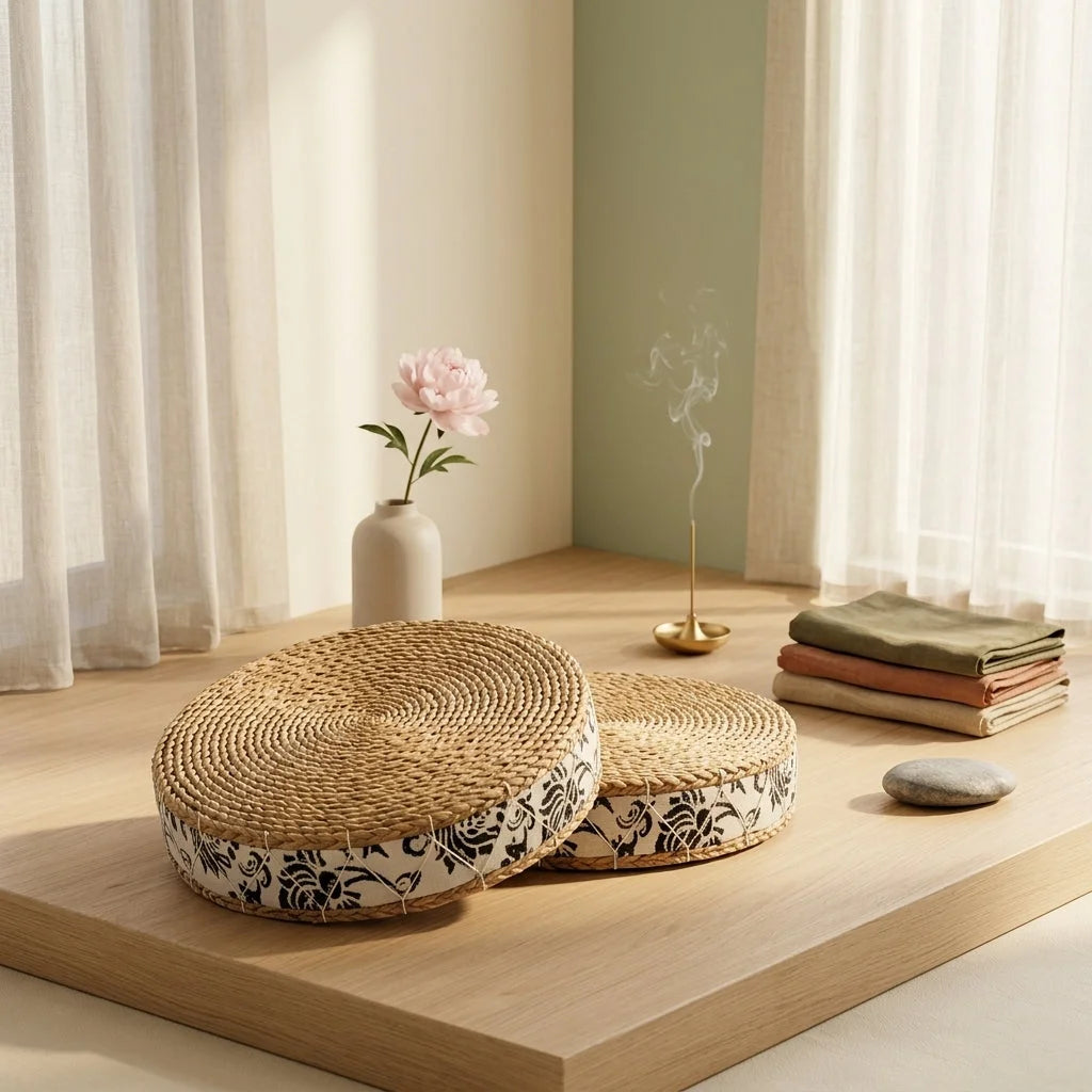 Woven Floor Ottoman Cushion For Relaxed Ritual Seating