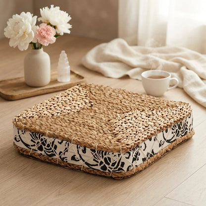 Woven Floor Ottoman Cushion For Relaxed Ritual Seating