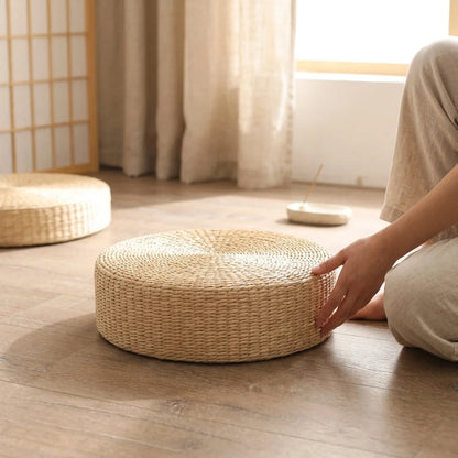 Woven Floor Poofs For Calm And Cozy Living Spaces