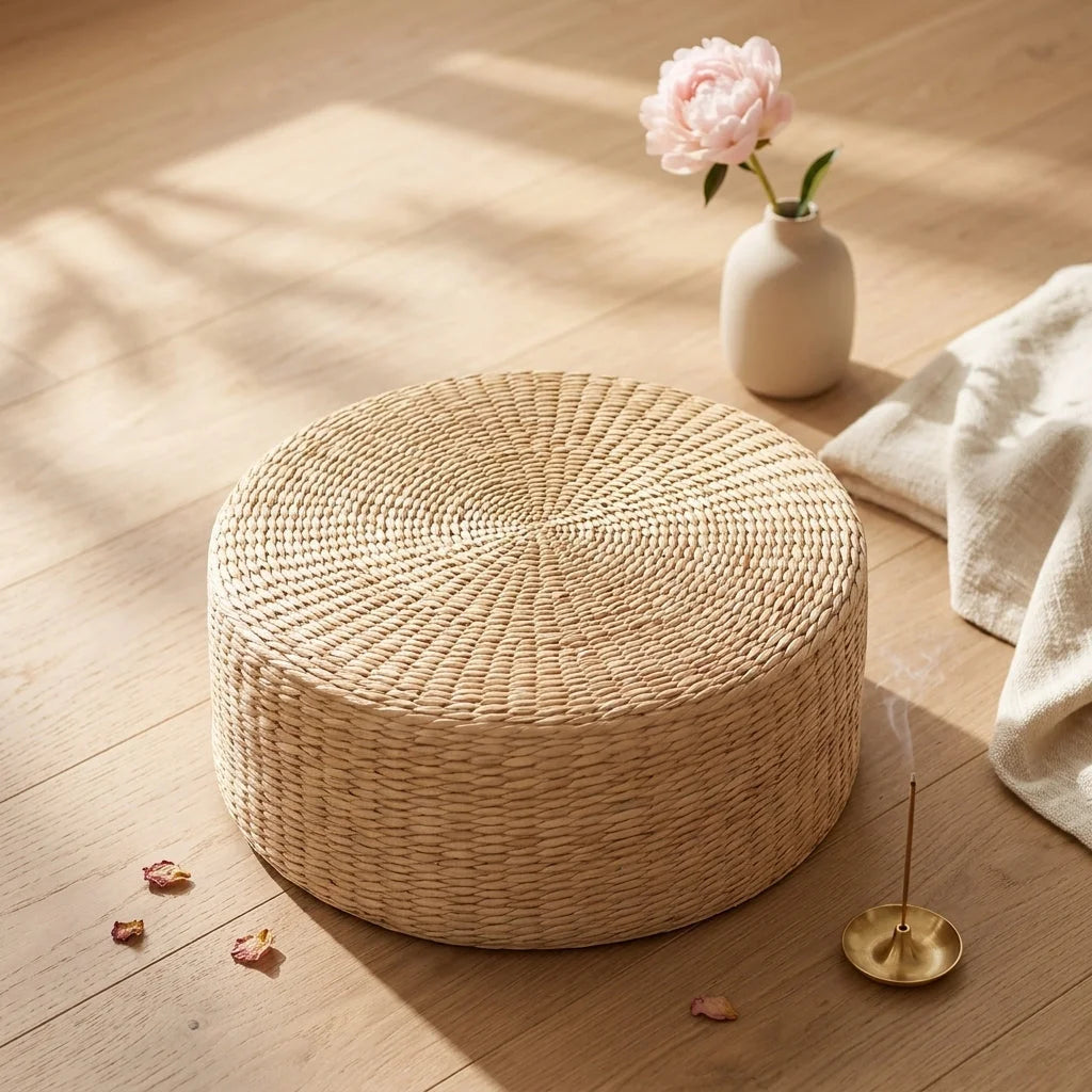 Woven Floor Poofs For Calm And Cozy Living Spaces