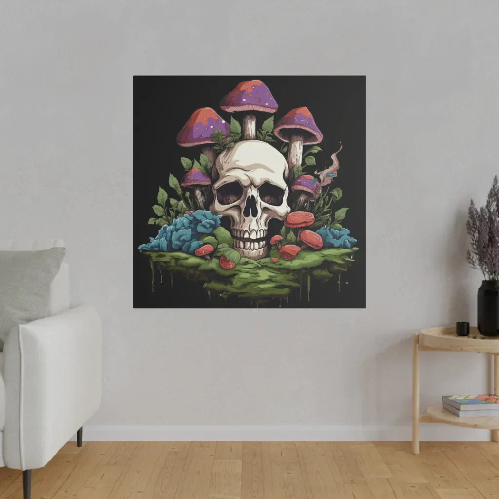 Yoga Art Prints With Skull And Mushroom Design - 36x36 in / 0.75
