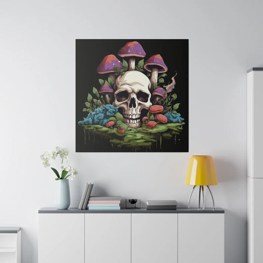 Yoga Art Prints With Skull And Mushroom Design