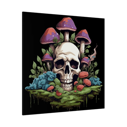 Yoga Art Prints With Skull And Mushroom Design