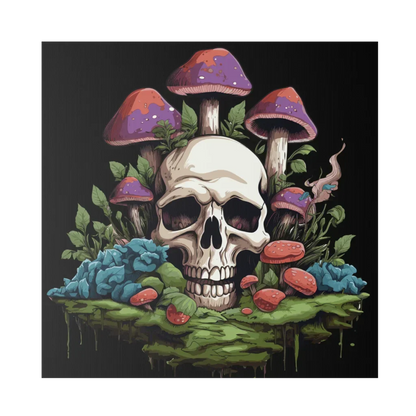 Yoga Art Prints With Skull And Mushroom Design