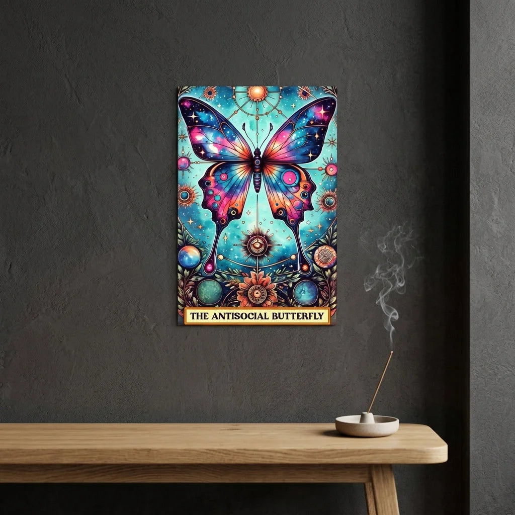 Yoga Artwork With Celestial Butterfly Design