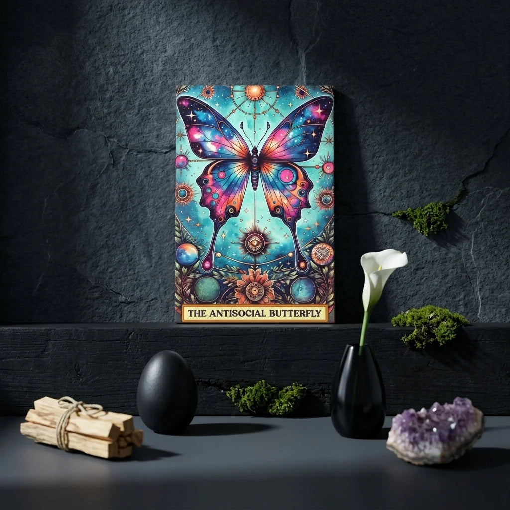 Yoga Artwork With Celestial Butterfly Design