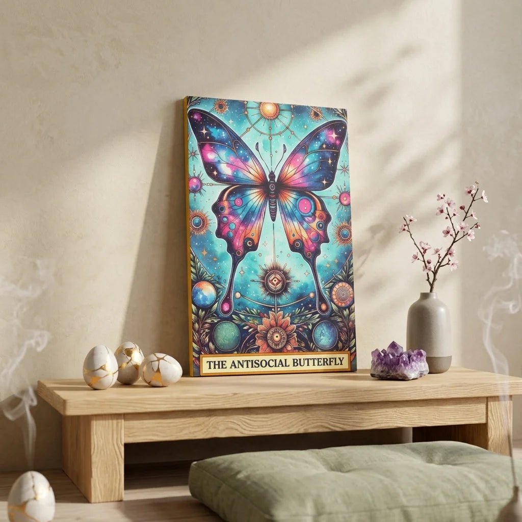Yoga Artwork With Celestial Butterfly Design