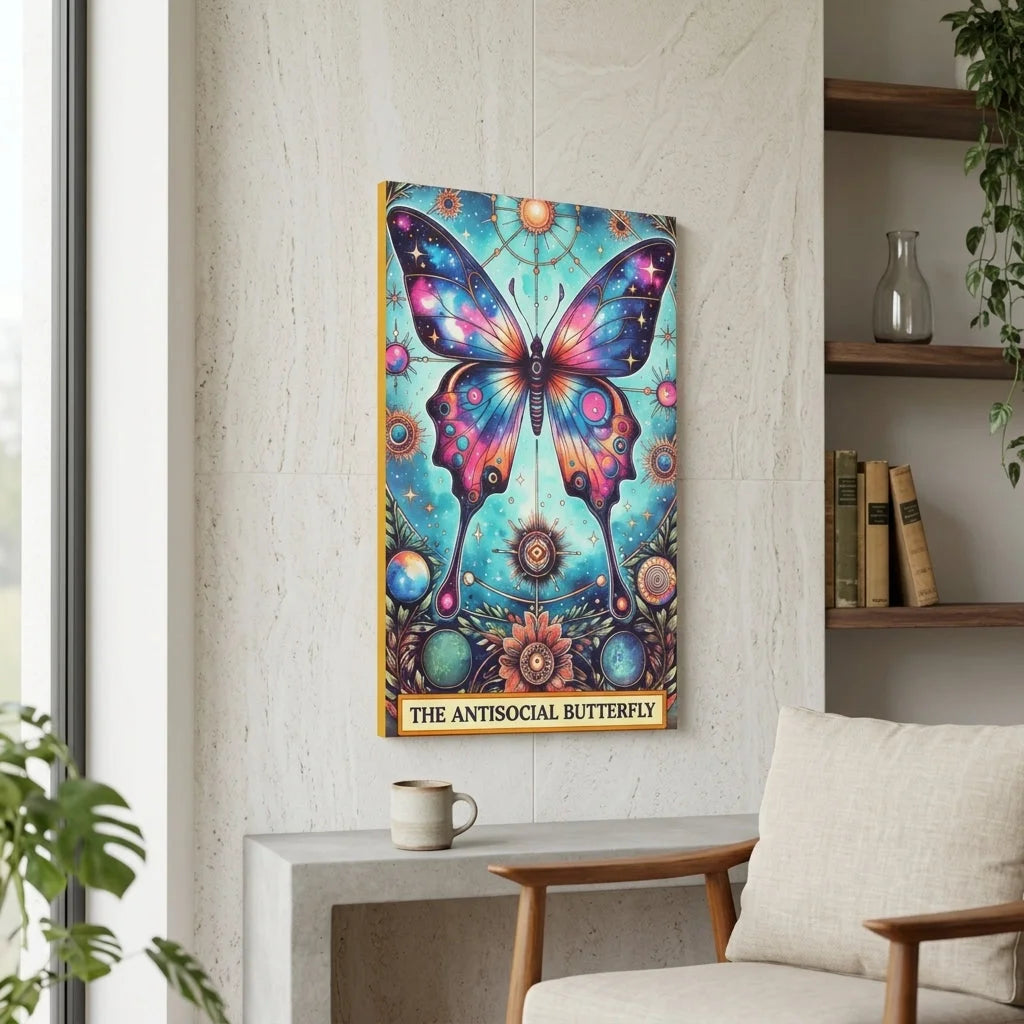 Yoga Artwork With Celestial Butterfly Design
