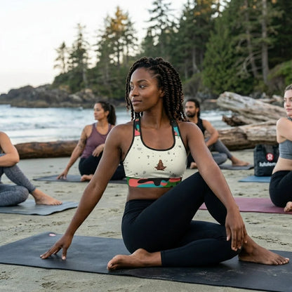 Yoga Bralette With Yoga Girl Graphic And Camo Accents