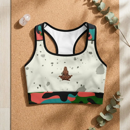 Yoga Bralette With Yoga Girl Graphic And Camo Accents
