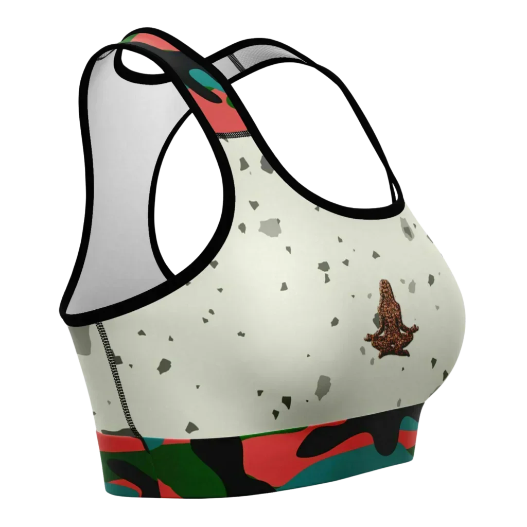 Yoga Bralette With Yoga Girl Graphic And Camo Accents