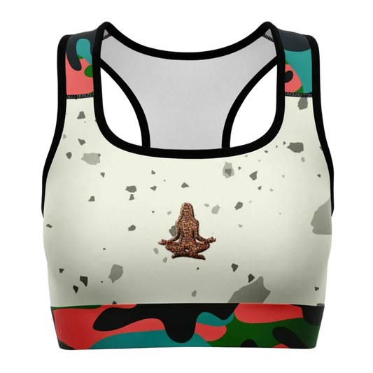 Yoga Bralette With Yoga Girl Graphic And Camo Accents - XS