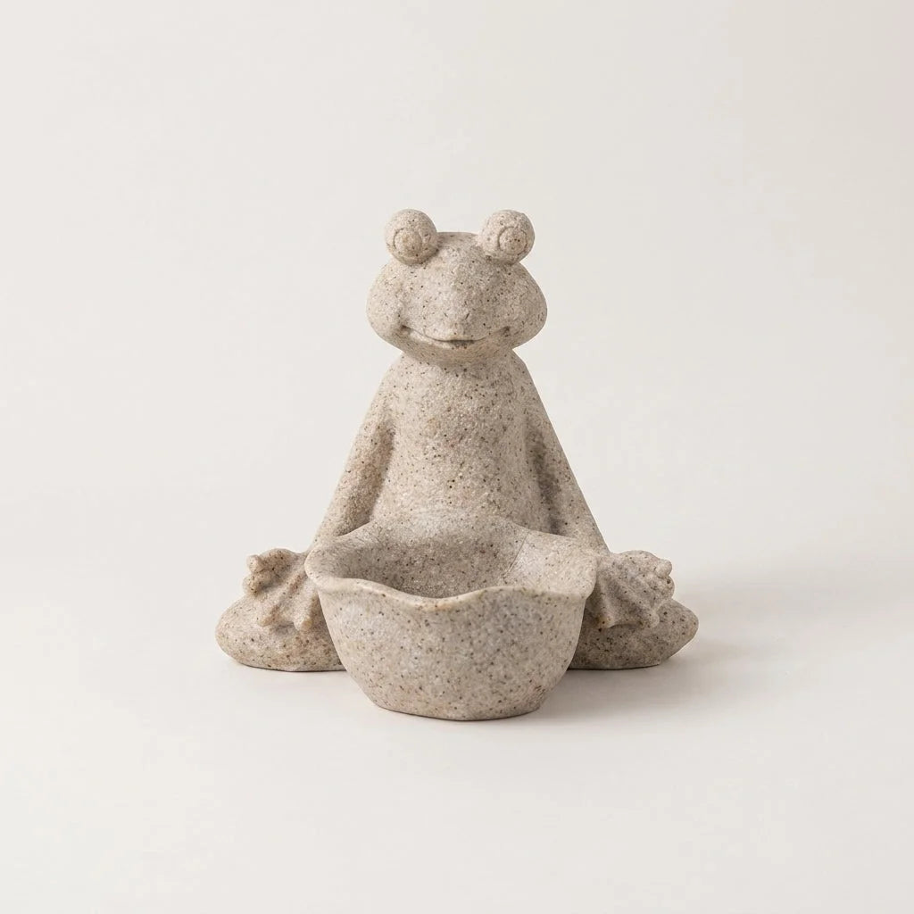 Yoga Frog Garden Statue With Mini Planter Pot
