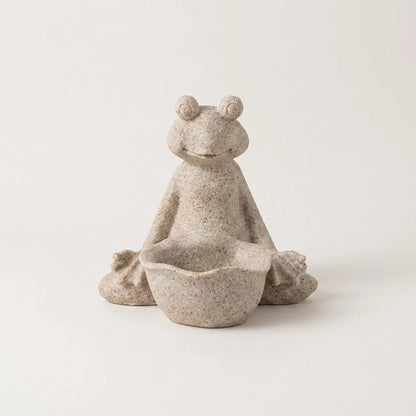 Yoga Frog Garden Statue With Mini Planter Pot