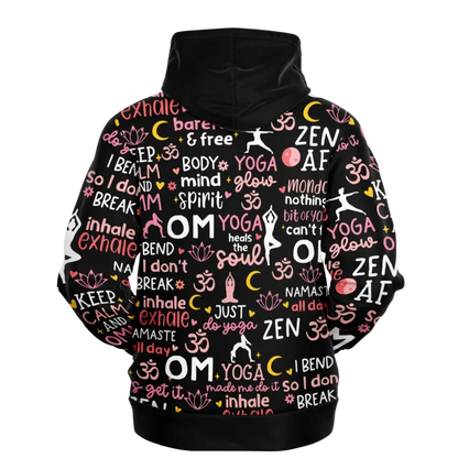 Yoga Hoodie With All Over Mindful Quote Design