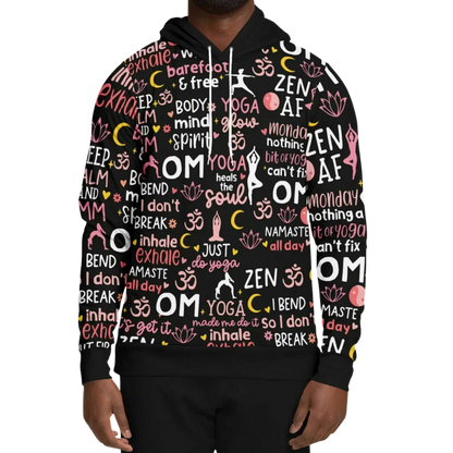 Yoga Hoodie With All Over Mindful Quote Design