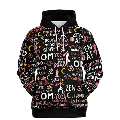 Yoga Hoodie With All Over Mindful Quote Design - XS