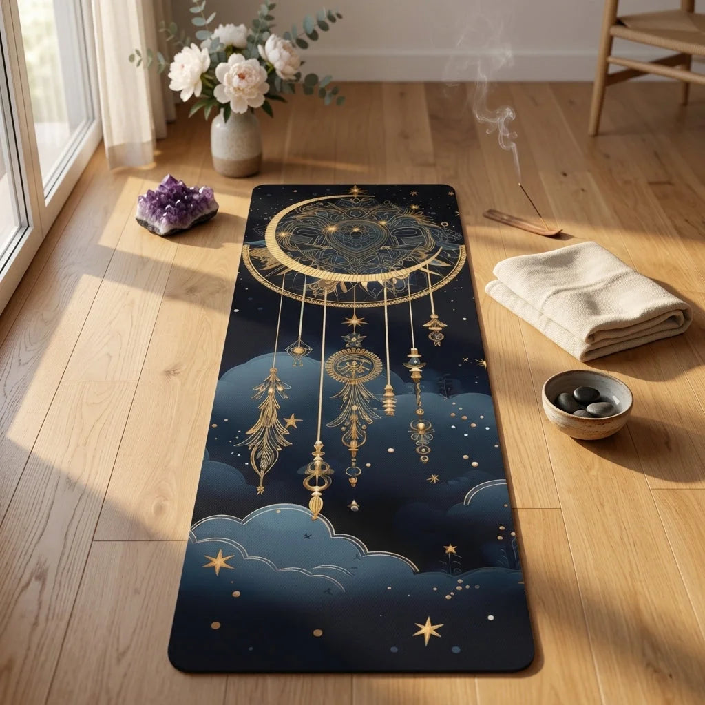Yoga Mat With Pattern And Dreamcatcher Design - 24x68