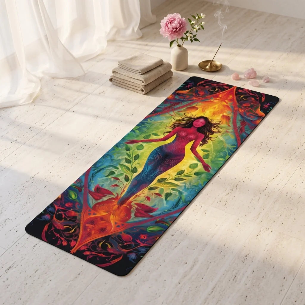 Yoga Mats With Designs Of Inner Strength Goddess - 24x68