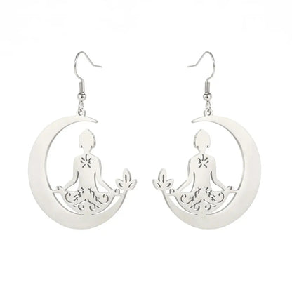 Yoga Moon Womens Boho Earrings In Gold Or Steel
