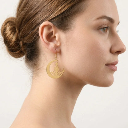 Yoga Moon Womens Boho Earrings In Gold Or Steel