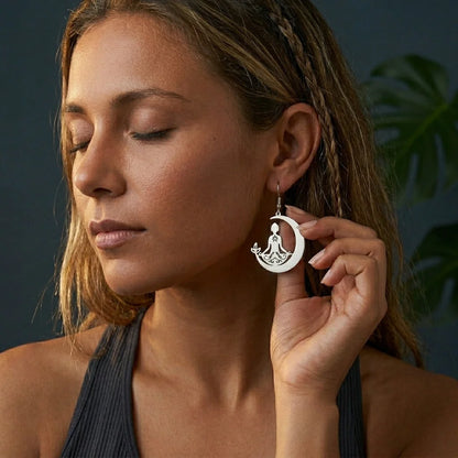 Yoga Moon Womens Boho Earrings In Gold Or Steel
