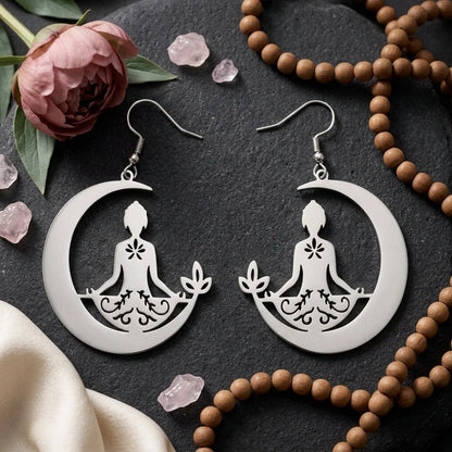 Yoga Moon Womens Boho Earrings In Gold Or Steel