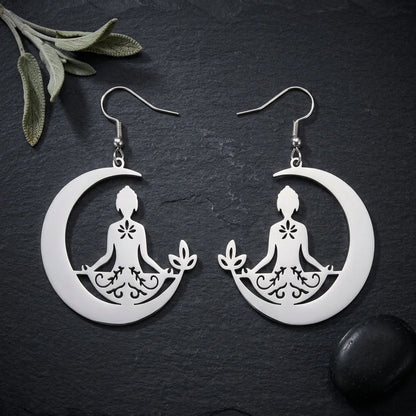 Yoga Moon Womens Boho Earrings In Gold Or Steel