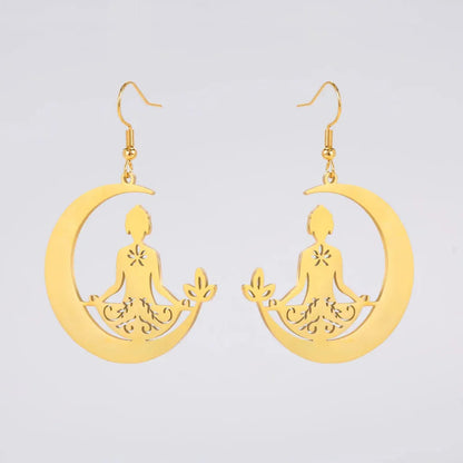 Yoga Moon Womens Boho Earrings In Gold Or Steel