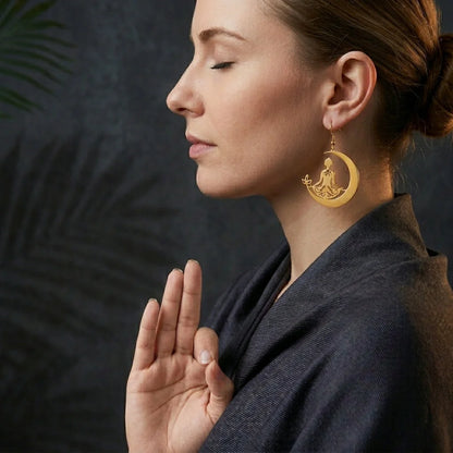 Yoga Moon Womens Boho Earrings In Gold Or Steel