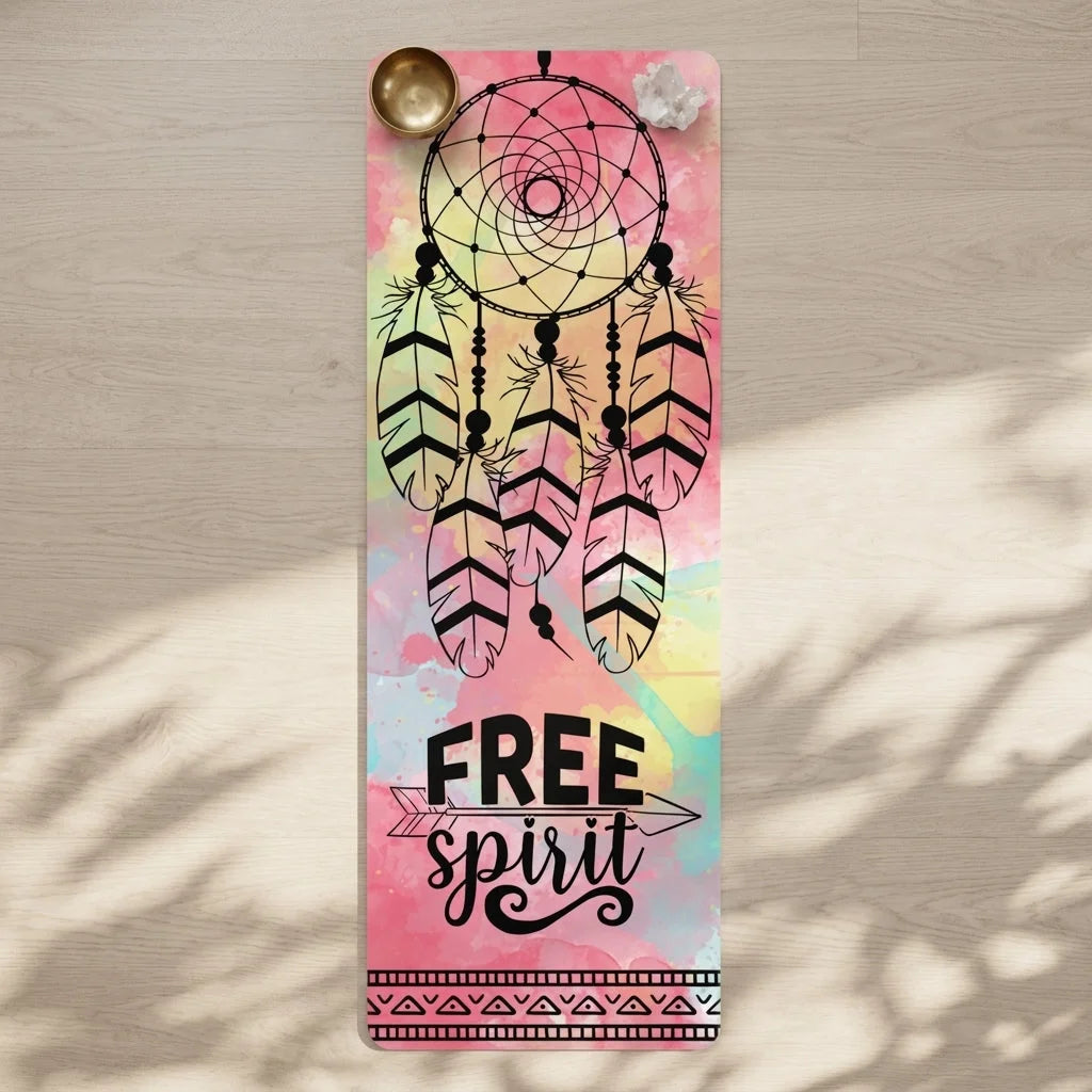Yoga Pilates Mat With Dream Catcher Print - 24x68