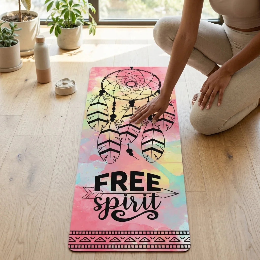 Yoga Pilates Mat With Dream Catcher Print - 24x68
