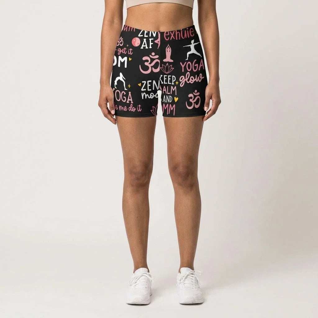 Yoga Short With Empowering Quote Print Design