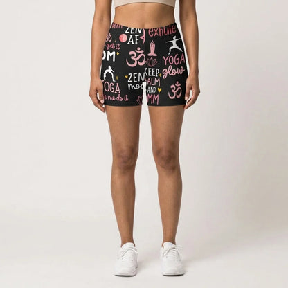 Yoga Short With Empowering Quote Print Design