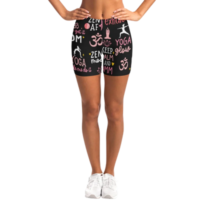 Yoga Short With Empowering Quote Print Design