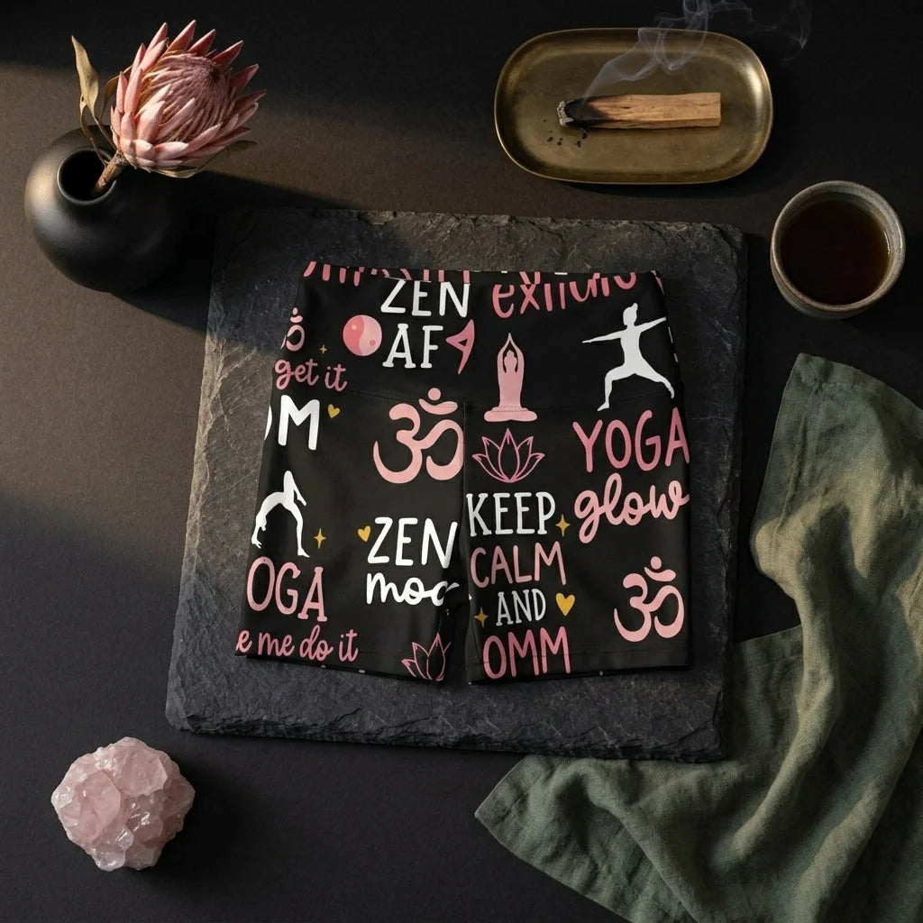 Yoga Short With Empowering Quote Print Design