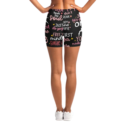 Yoga Short With Empowering Quote Print Design