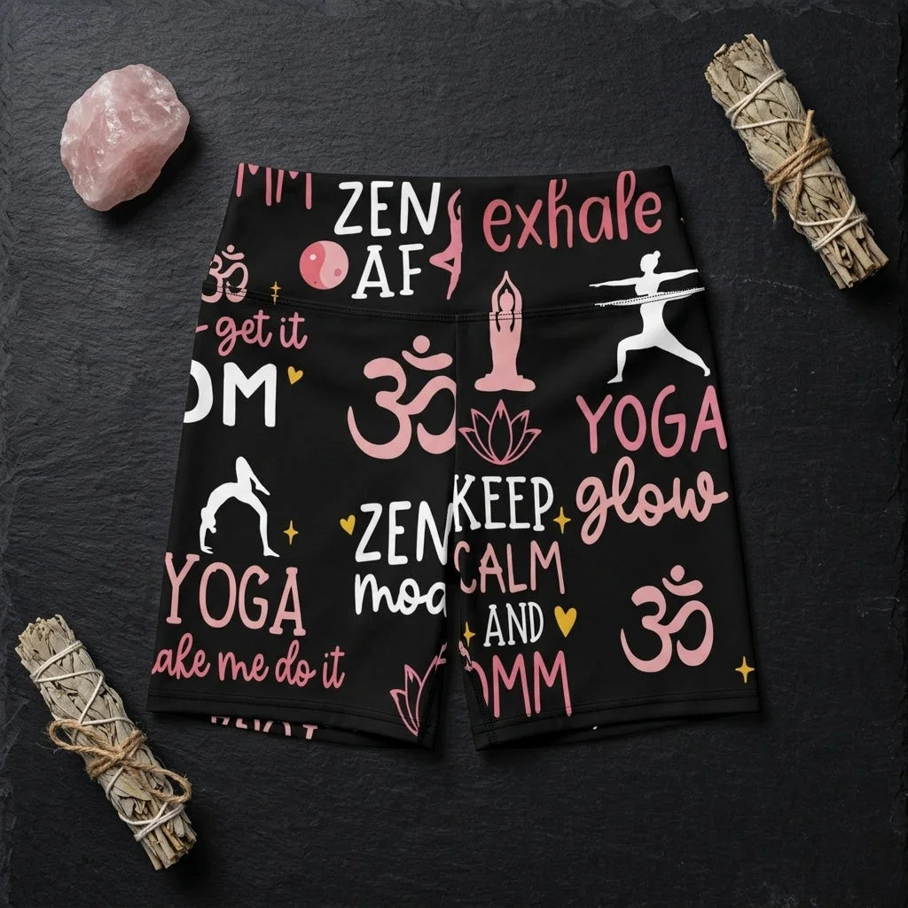Yoga Short With Empowering Quote Print Design