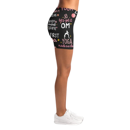Yoga Short With Empowering Quote Print Design