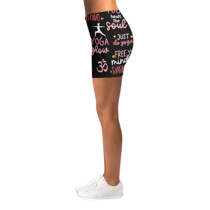Yoga Short With Empowering Quote Print Design