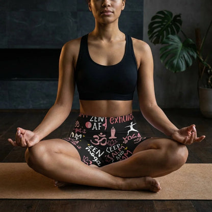 Yoga Short With Empowering Quote Print Design