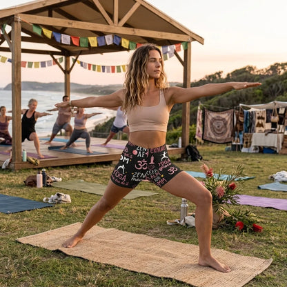 Yoga Short With Empowering Quote Print Design