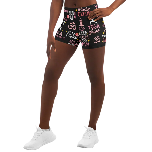 Yoga Short With Empowering Quote Print Design - XS