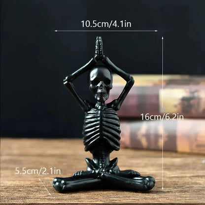Yoga Skeleton Figurine With Vintage Charm - Black
