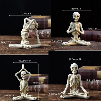 Yoga Skeleton Figurine With Vintage Charm - Set2