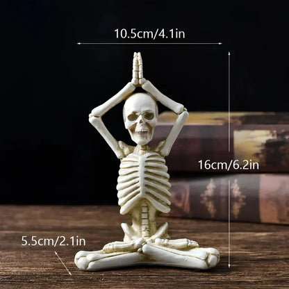 Yoga Skeleton Figurine With Vintage Charm - White