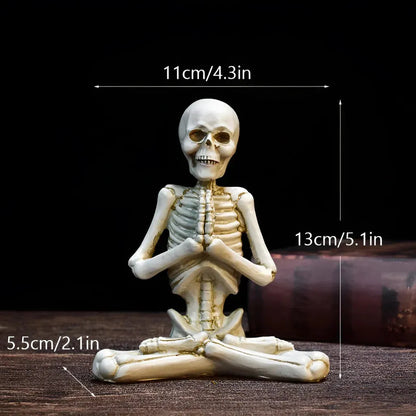 Yoga Skeleton Figurine With Vintage Charm - White D