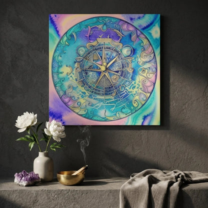 Yoga Wall Decor Featuring Astrology Wheel Art