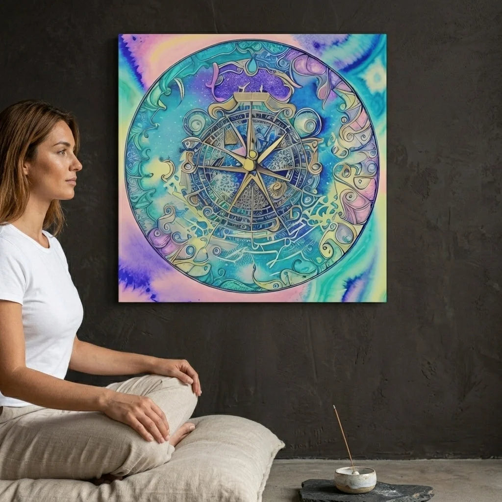 Yoga Wall Decor Featuring Astrology Wheel Art